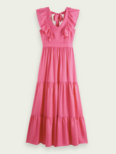 Load image into Gallery viewer, V-neck open back maxi dress- hot pink