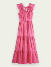 Load image into Gallery viewer, V-neck open back maxi dress- hot pink
