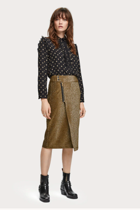 Lurex Skirt - Olive - SIZE S -10