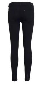 Victoria 7/8 Black Jeans with Zips - Black