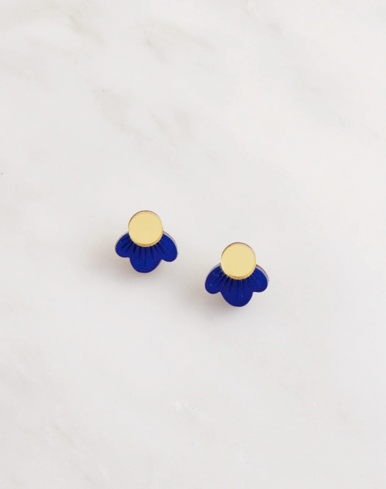 Wildflower Studs in Dark Blue