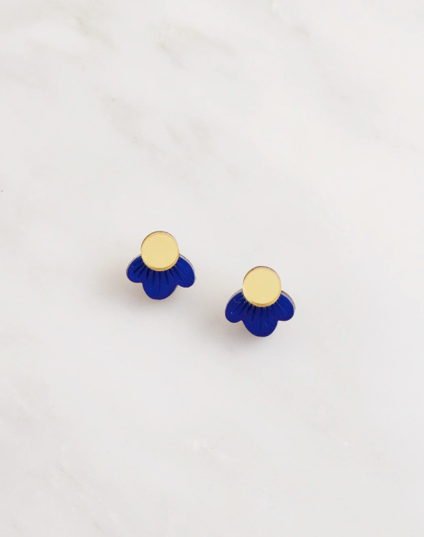 Wildflower Studs in Dark Blue