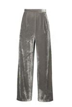 Load image into Gallery viewer, Grey Velvet Palazzo Trousers With Side Zip -Size 12 only - 1 pair left!