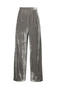 Grey Velvet Palazzo Trousers With Side Zip -Size 12 only - 1 pair left!