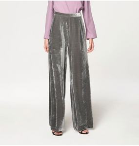 Grey Velvet Palazzo Trousers With Side Zip -Size 12 only - 1 pair left!