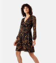 Load image into Gallery viewer, Wrap Dress - Black &amp; Mustard