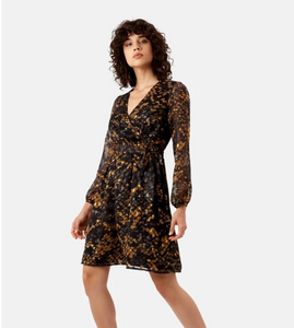 Wrap Dress - Black & Mustard