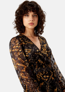 Wrap Dress - Black & Mustard