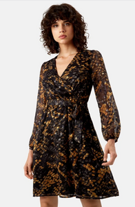 Wrap Dress - Black & Mustard