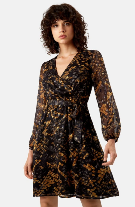 Wrap Dress - Black & Mustard