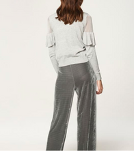 Load image into Gallery viewer, Turtleneck Jumper with Sheer Shoulders &amp; Ruffles - Light Grey