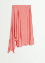 Load image into Gallery viewer, Pink Rose ruffled asymmetric midi skirt
