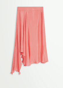 Pink Rose ruffled asymmetric midi skirt