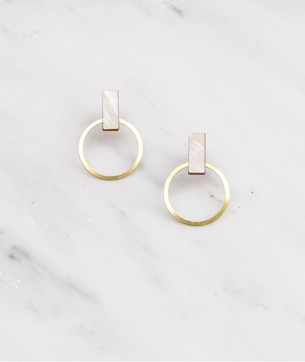 Elara Studs in Mother of Pearl