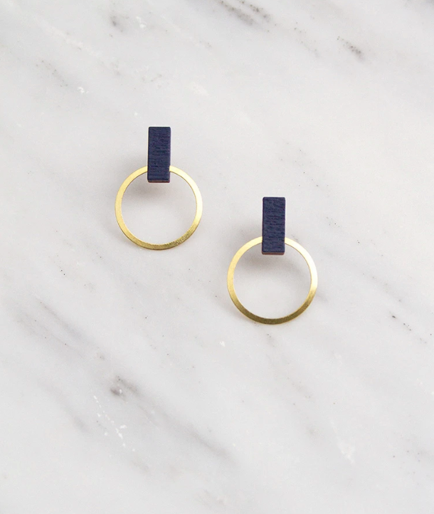 Elara Studs in Midnight Blue