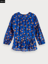 Load image into Gallery viewer, Blue &amp; Pink Cherry Blossom Blouse