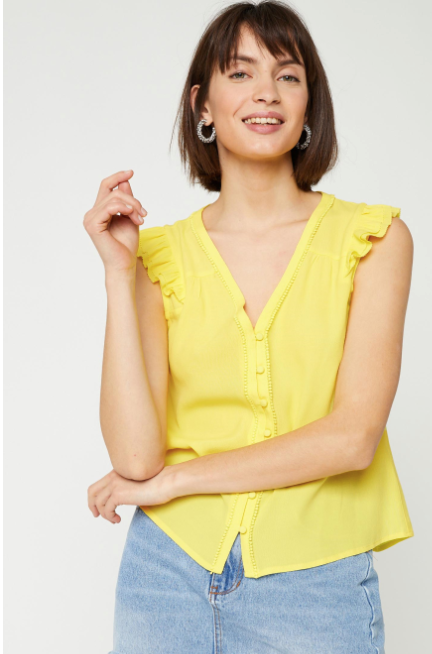 Lemon Yellow Sleeveless Top Liddy