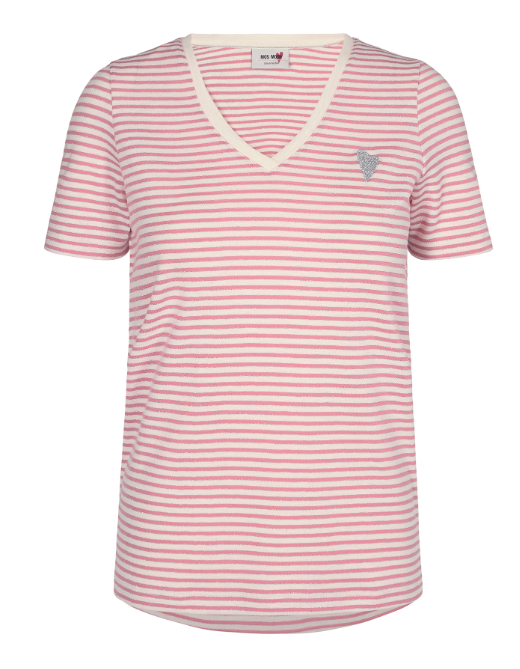 Kenia Glam Stripe V-neck - Sugar Coral