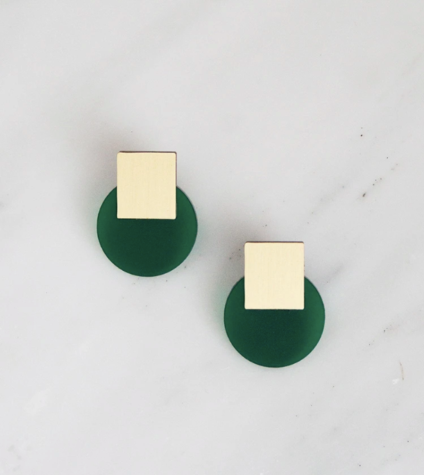 Sol Studs in Dark Green