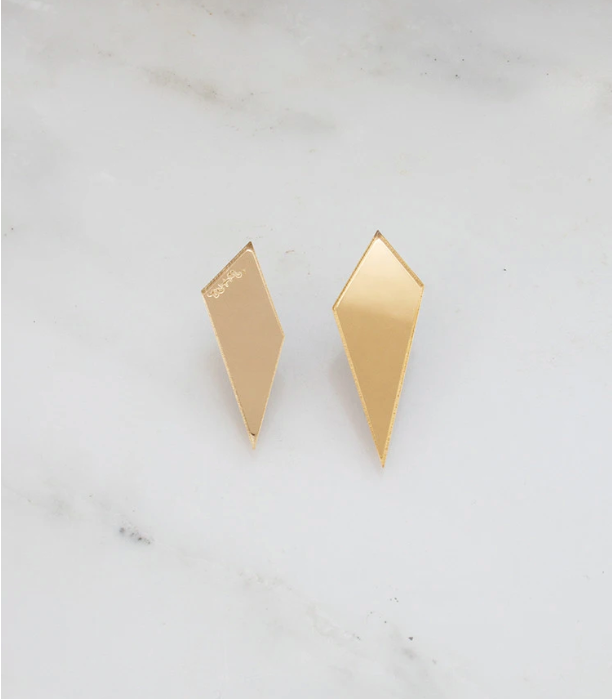 Shard Studs in Gold Mirror