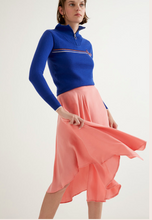 Load image into Gallery viewer, Pink Rose ruffled asymmetric midi skirt