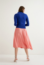 Load image into Gallery viewer, Pink Rose ruffled asymmetric midi skirt