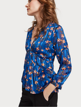 Load image into Gallery viewer, Blue &amp; Pink Cherry Blossom Blouse