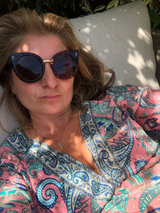 Indian Silk Kaftan Dresses - Pink paisley