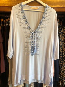 Pale blue beaded top