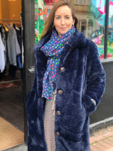 Load image into Gallery viewer, Navy Faux Fur Jacket