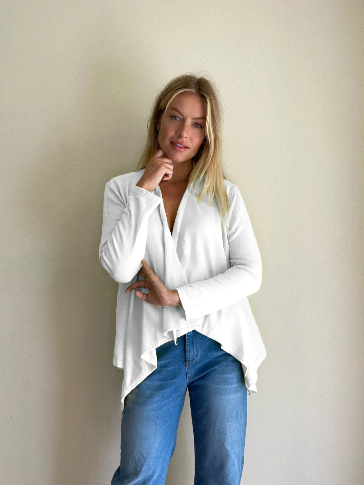 Lightweight top waterfall cardigan