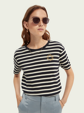 Load image into Gallery viewer, Striped cotton T-shirt - Navy