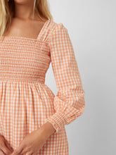 Load image into Gallery viewer, Classic Gingham Square-neck Dress - Peach