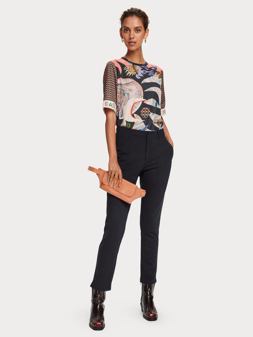 Navy mid rise stretch tailored trouser- SIZE XS - 8 only