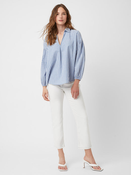 Classic Organic Gingham Popover Shirt - Rivieria Blue