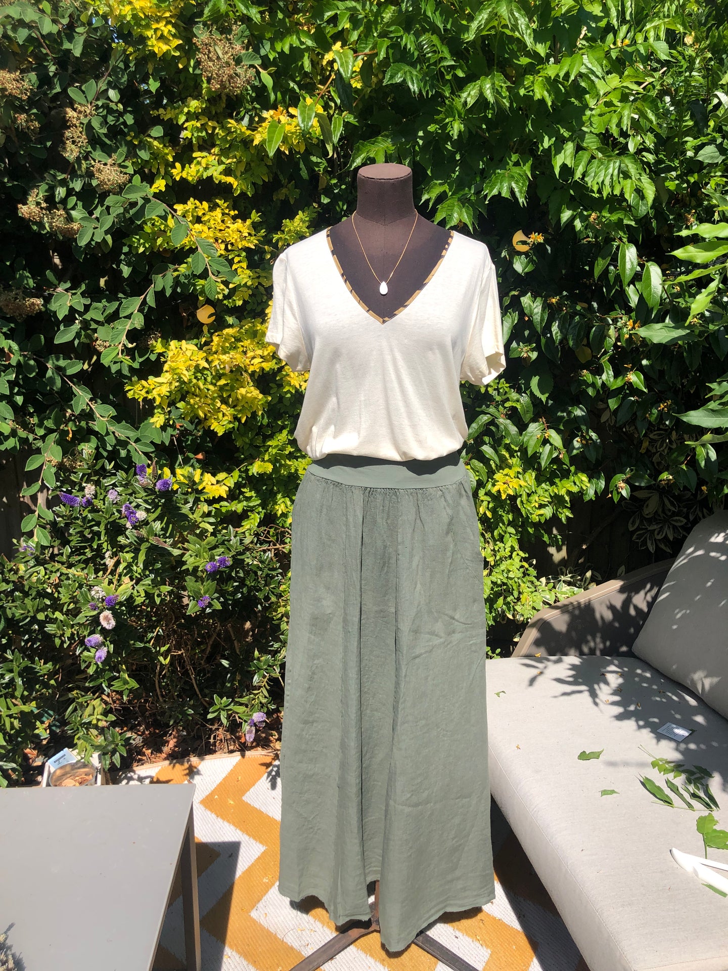 Khaki linen on sale skirt