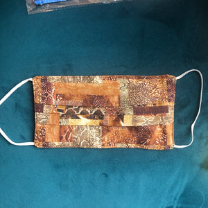 Brown Snakeskin Face Mask Covering