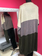 Load image into Gallery viewer, Colour Block Lurex Long Cardi - Beige - Rust - Olive - One Size