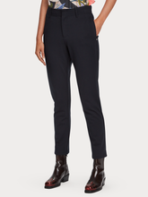 Load image into Gallery viewer, Navy mid rise stretch tailored trouser- SIZE XS - 8 only