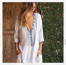 Load image into Gallery viewer, Pale blue beaded top