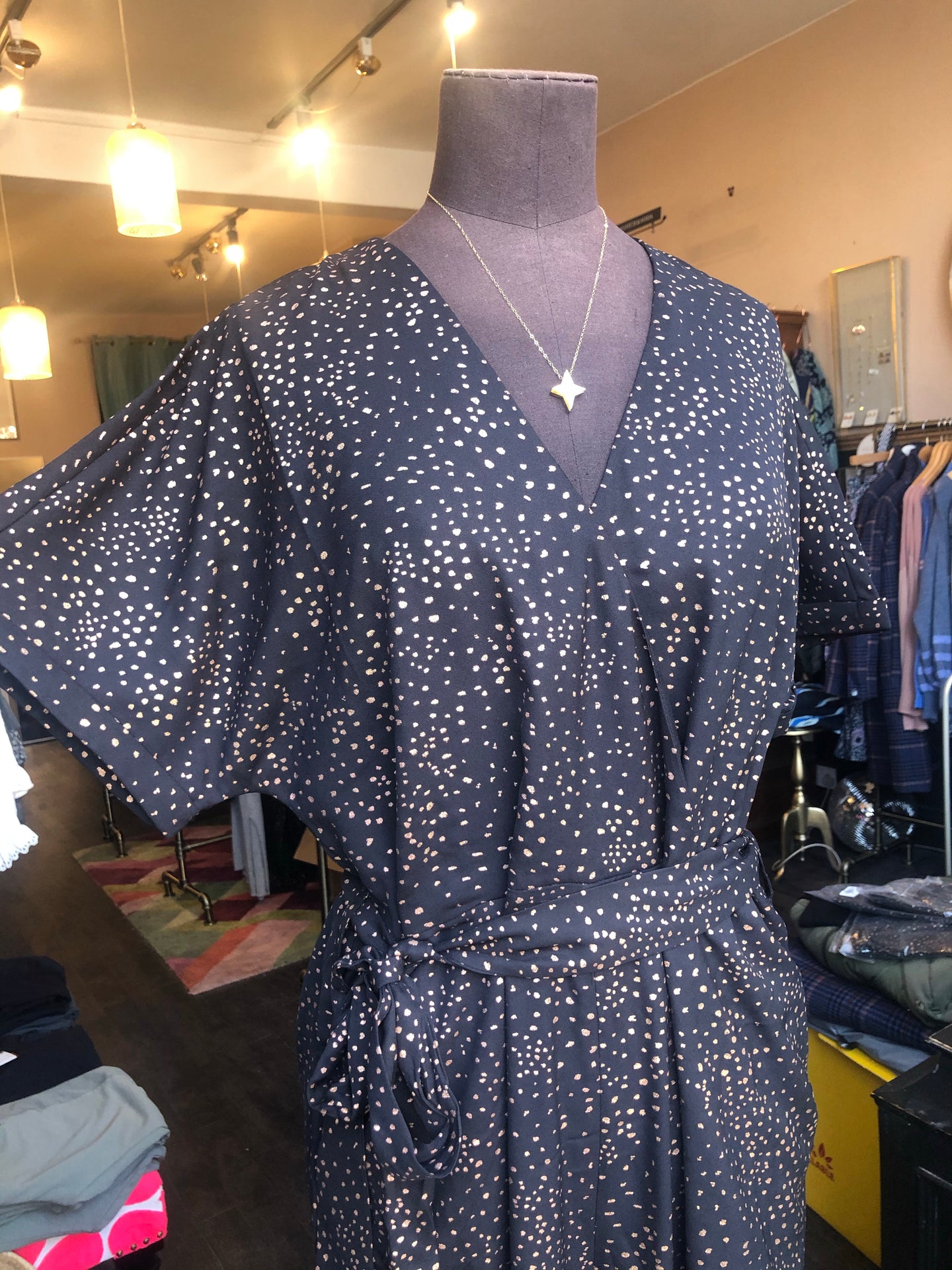 Black copper foil jumpsuit