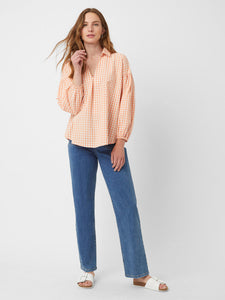 Classic Organic Gingham Popover Shirt - Peach