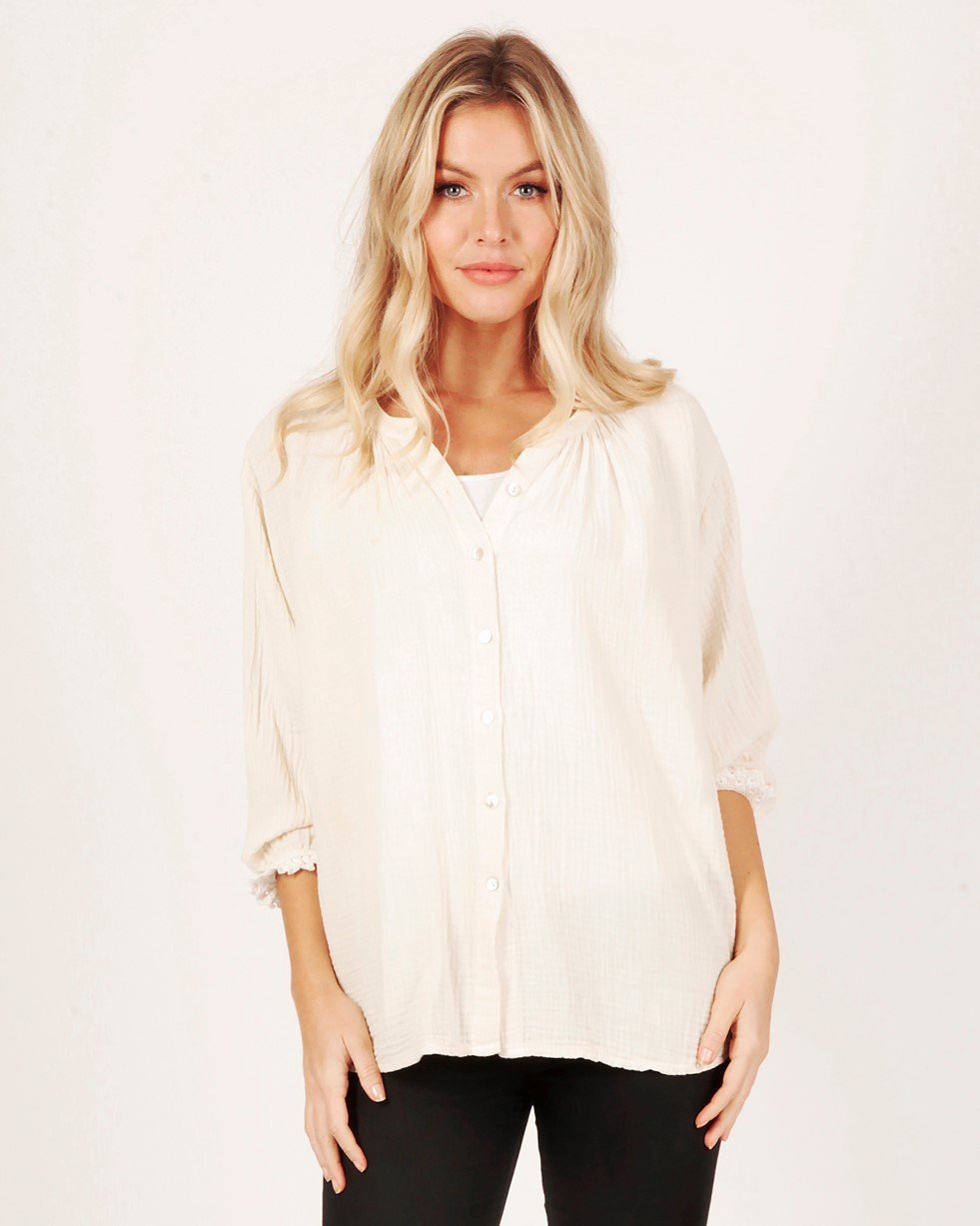 Cream peasant sales blouse