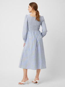 Classic Gingham Square-neck Dress - Riviera Blue