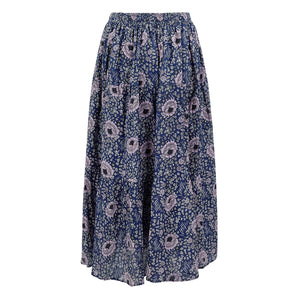 Farah Maxi Print Skirt in Midnight Blue