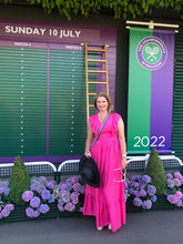 Load image into Gallery viewer, V-neck open back maxi dress- hot pink