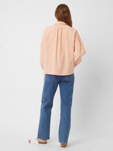 Classic Organic Gingham Popover Shirt - Peach