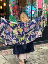 Load image into Gallery viewer, Navy Floral Embroidered Scarf