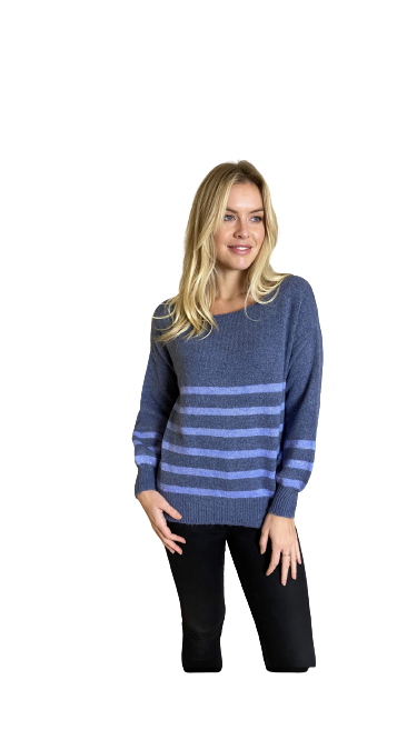 Fairly Soft Knit Sweater With Lurex Stripe Detail