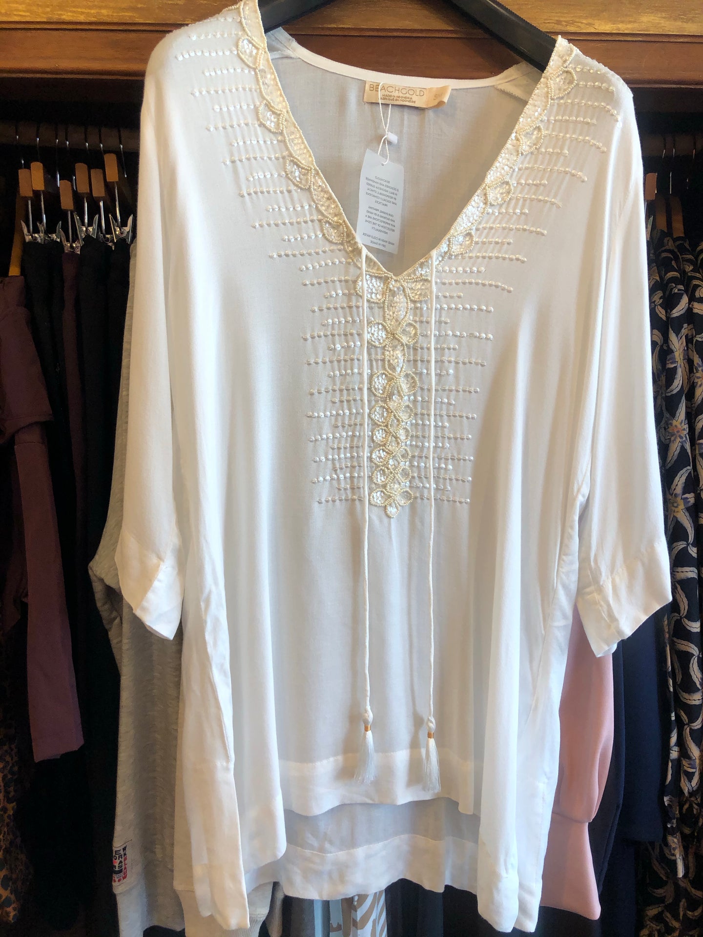 Cream beaded top